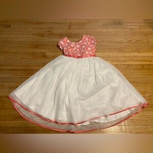 Jona Michelle Girl 8 Sleeveless Floral Pink White Dress lace floral top tulle